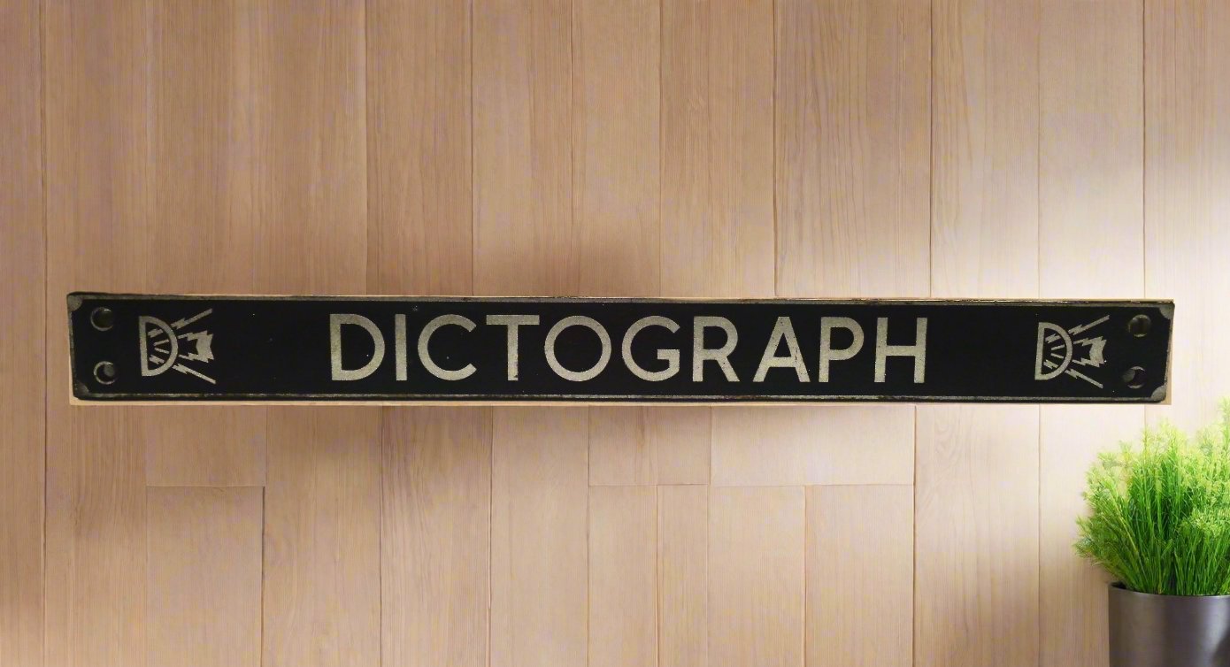 1950s Dictograph Radio Shop Interior Metal Advertising Sign