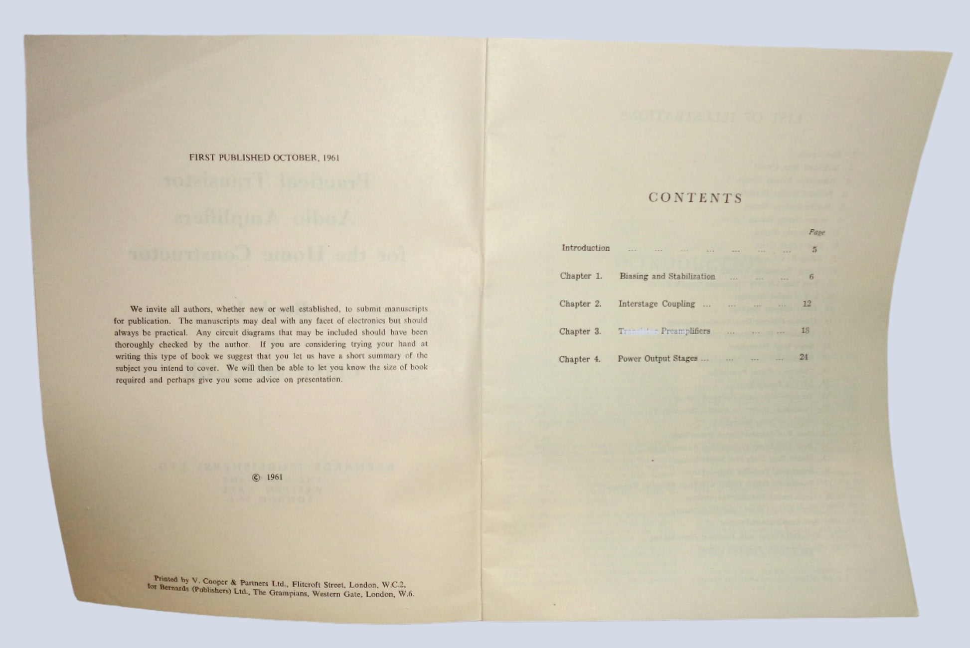 1961 Practical Transistor Audio Amplifiers For The Home Constructor Book 1 By Clive Sinclair