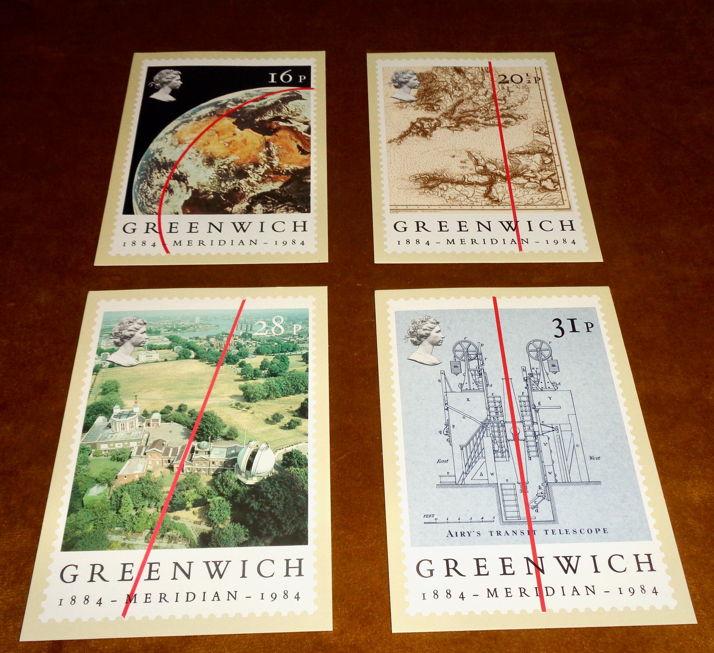 1984 Set of Four PHQ 77 Postcards Of Greenwich Meridian Centenary