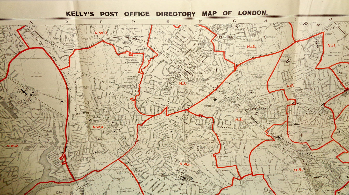 1939 Kelly's Post Office Directory Map Of London With Four Maps