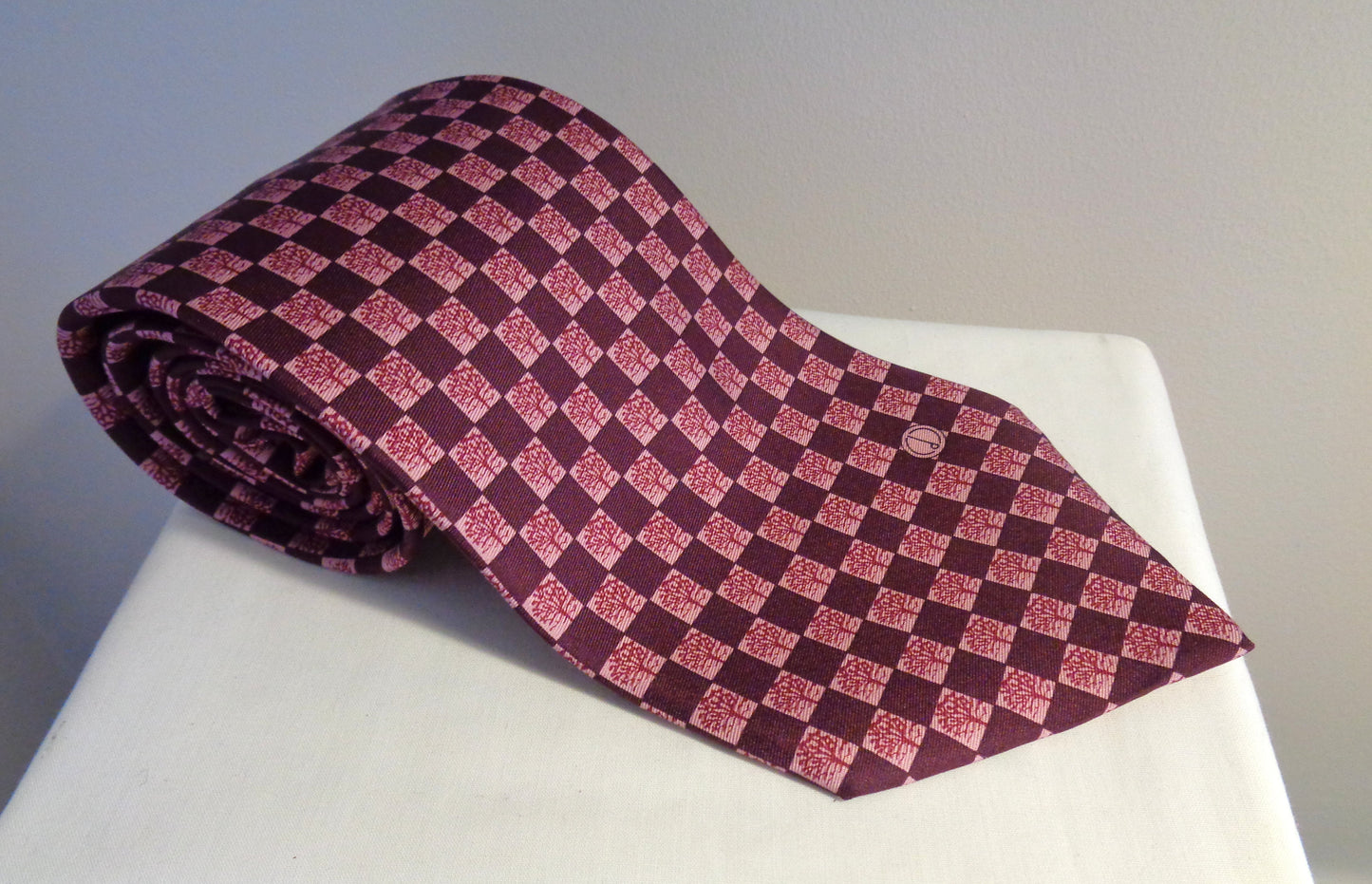 Vintage Dunhill Silk Tie With Dark Purple and Pale Purple Squares