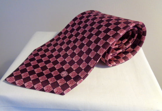Vintage Dunhill Silk Tie With Dark Purple and Pale Purple Squares