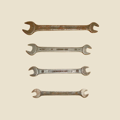 Four Vintage Mercedes Benz Double Open Ended Spanners By Heyco And Matador