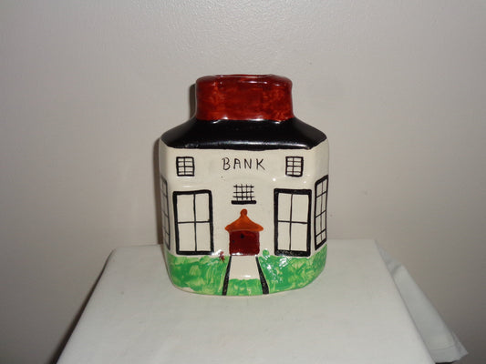 Vintage Staffordshire Flat Ceramic Bank Money Box