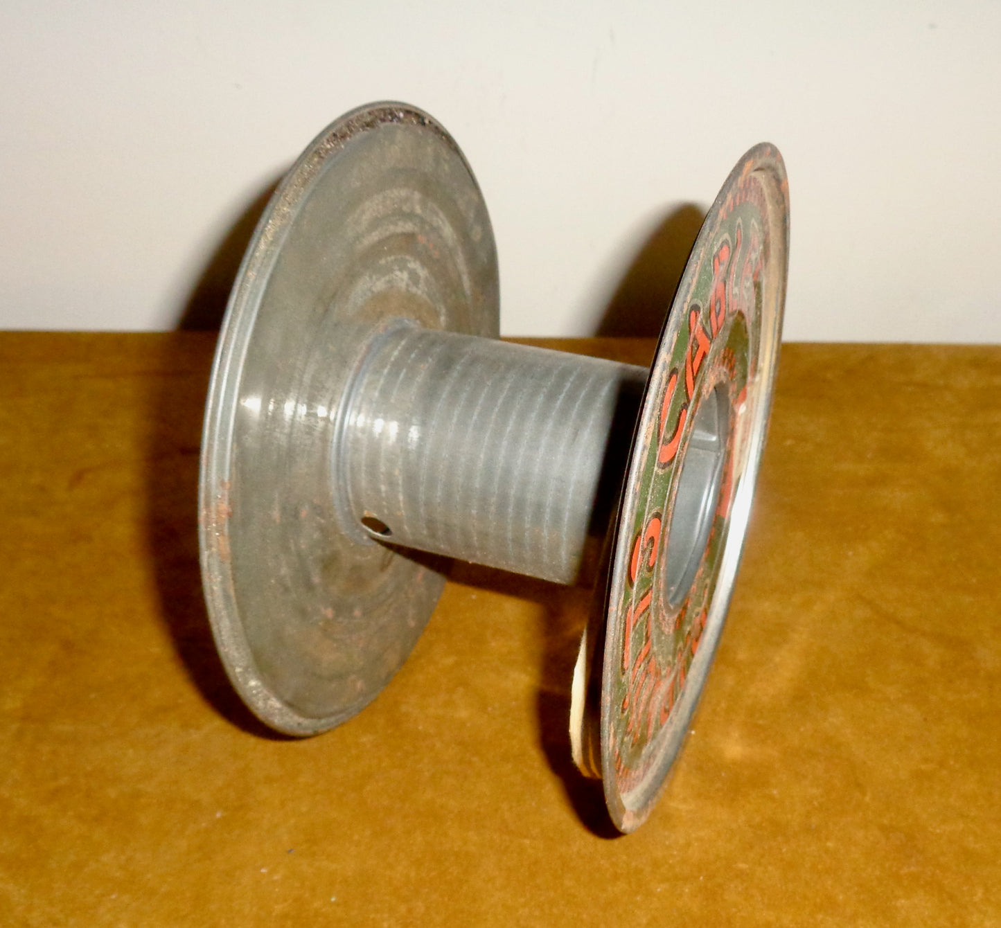 Vintage Metal Cable Reel / Spool / Bobbin With Double Sided Graphics For Ripaults Cables