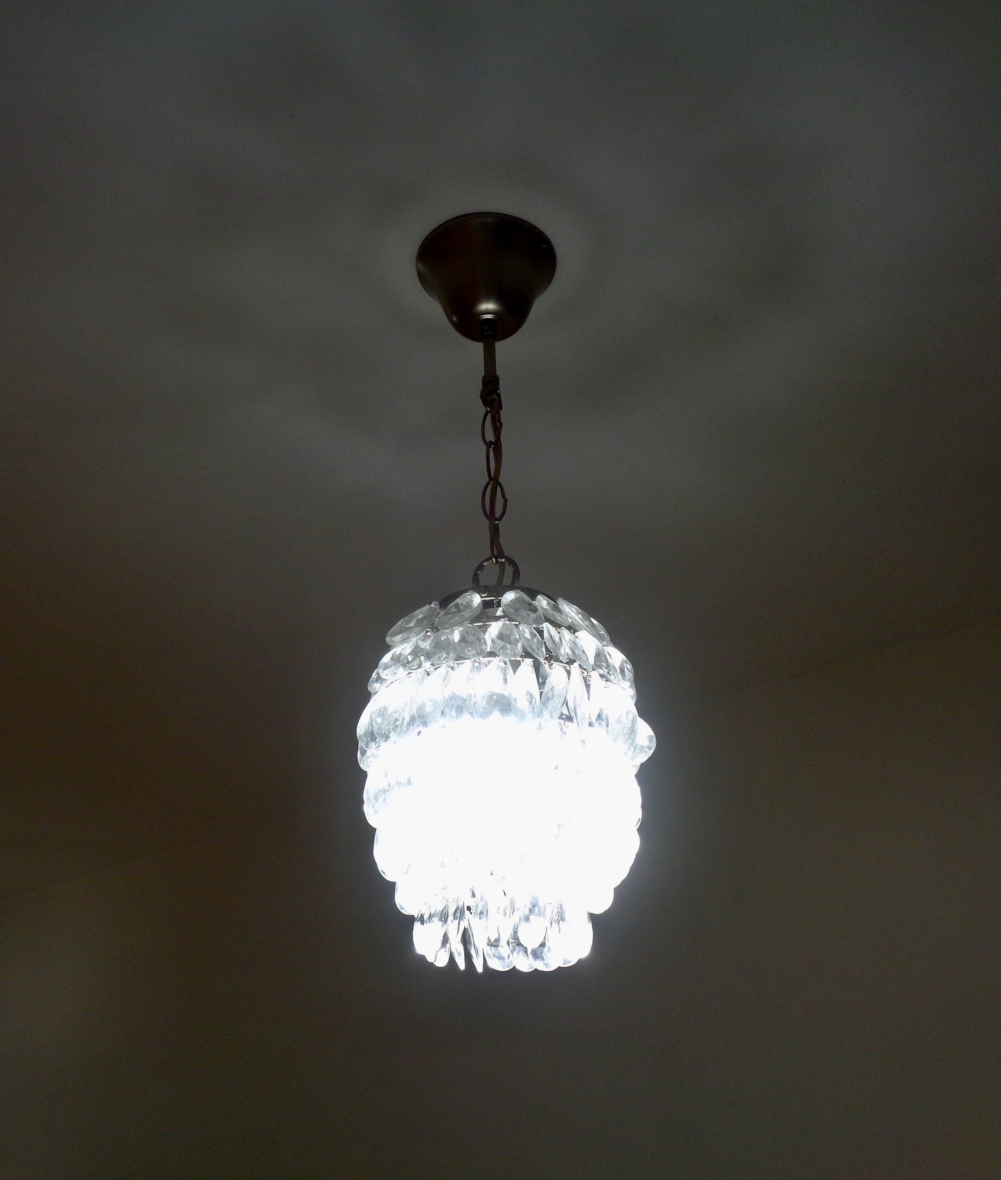 Preowned Chrome Laura Ashley Clear Teardrop Crystal Glass Ceiling Light