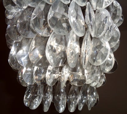 Preowned Chrome Laura Ashley Clear Teardrop Crystal Glass Ceiling Pendant Light