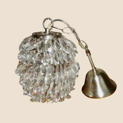 Preowned Chrome Laura Ashley Clear Teardrop Crystal Glass Ceiling Pendant Light