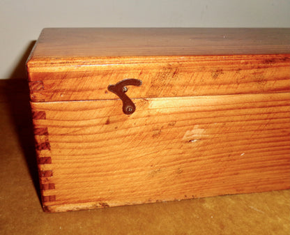 Antique Wood Rectangular Draughtsman's Storage Box