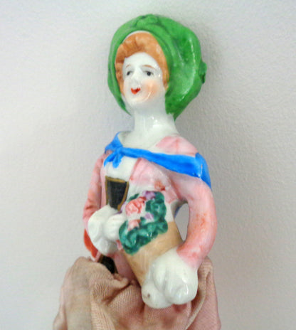 Vintage Half Doll Porcelain Lady Table Crumb Brush