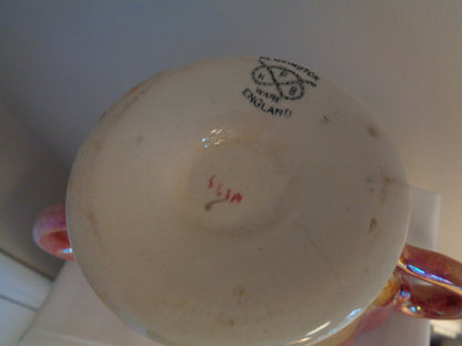 1930s Kensington Ware Two Handled Pink Shell Shaped Lustre Vase