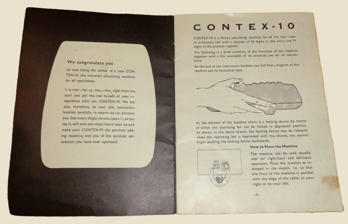 Vintage Contex 10 Manual Mechanical Calculating Machine Model E