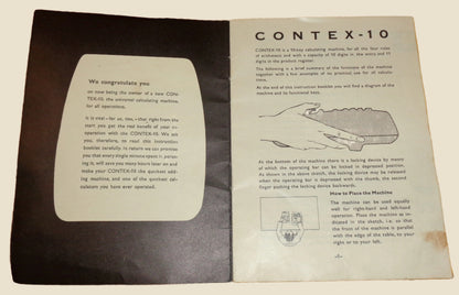 Vintage Contex 10 Manual Mechanical Calculating Machine Model E