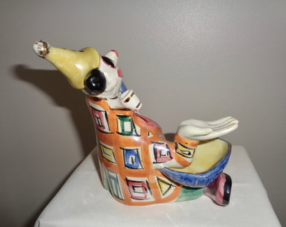 Vintage Art Pottery Seated Clown Desk Tidy By Febland Italy