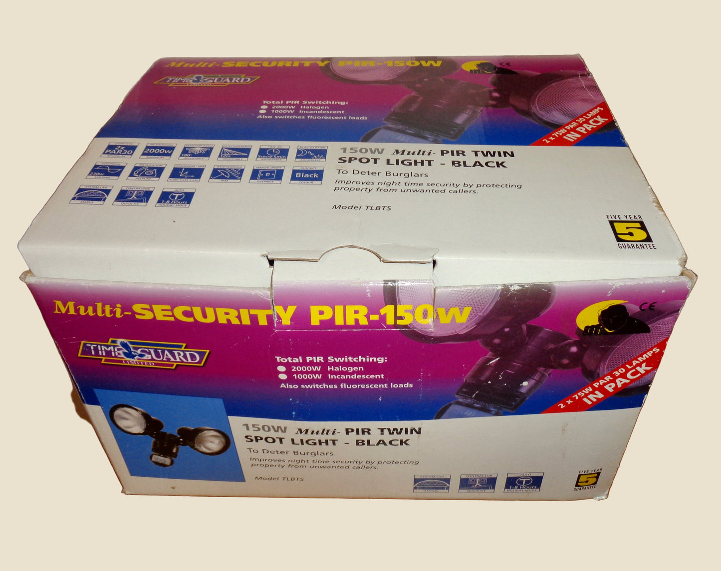 Time Guard 150W Multi Security PIR Twin Halogen Spotlight Model TLBTS