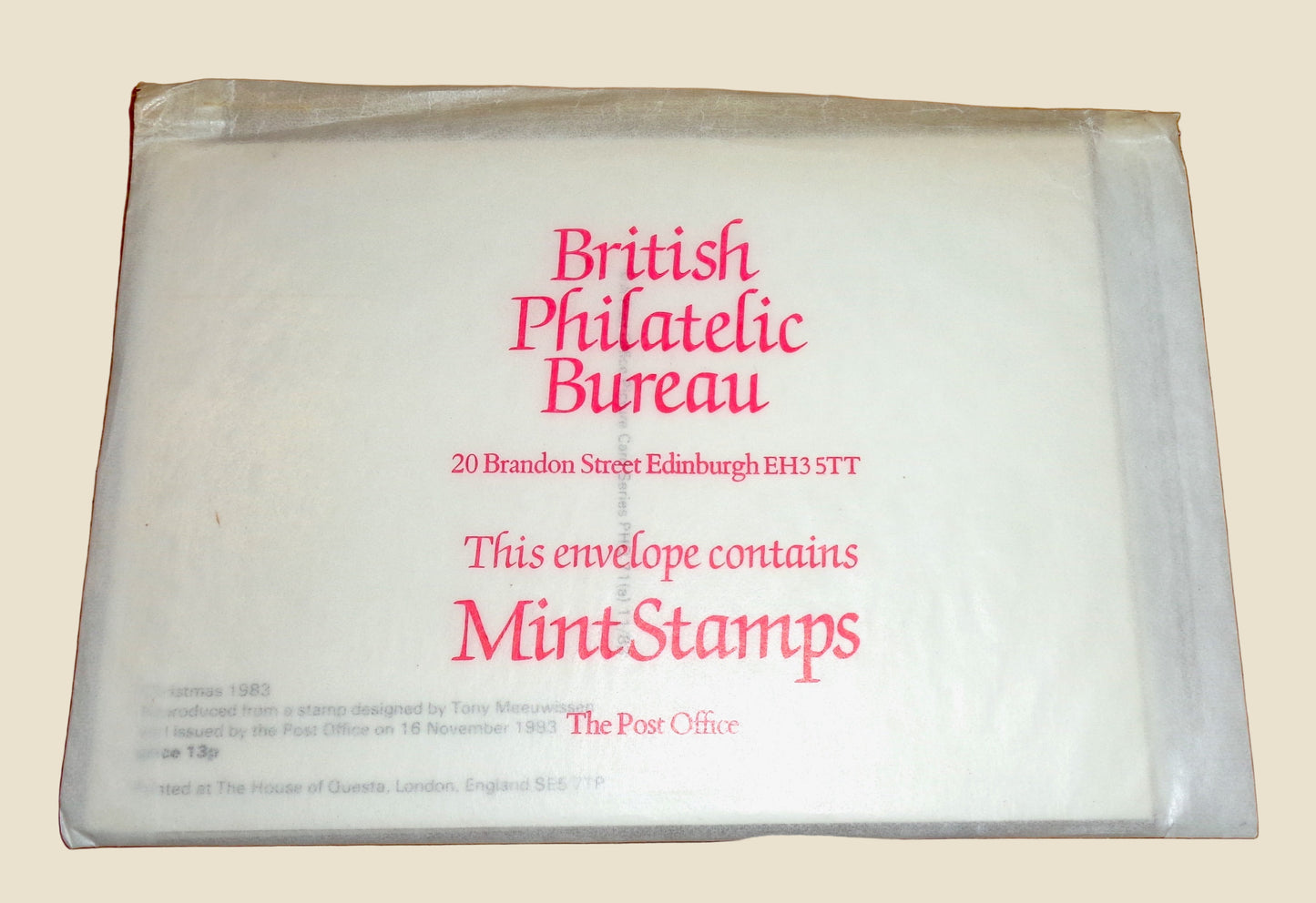 Set of Five PHQ 71 Postcards Of Christmas 1983 Stamps Designed by Tony Meeuwissen