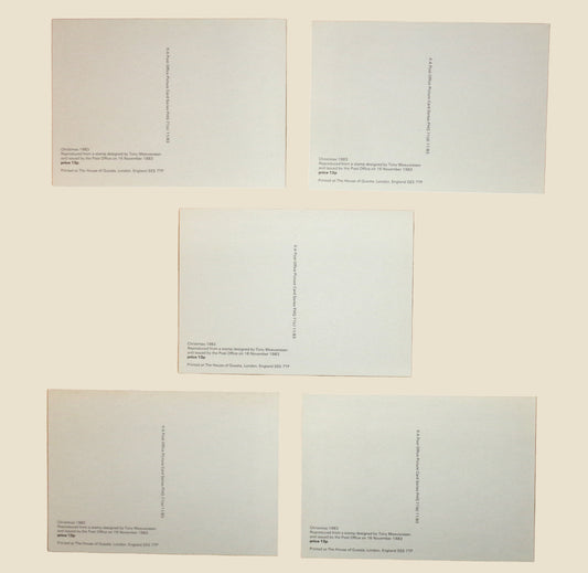 Set of Five PHQ 71 Postcards Of Christmas 1983 Stamps Designed by Tony Meeuwissen