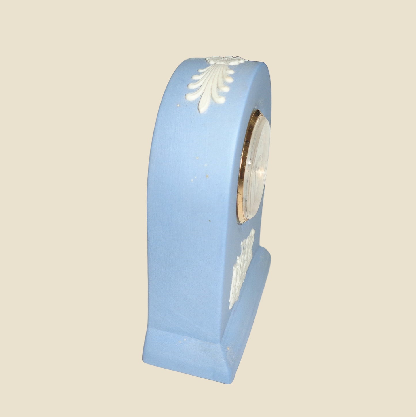 Wedgwood Blue Jasperware Small Pottery Quartz Mantel Clock