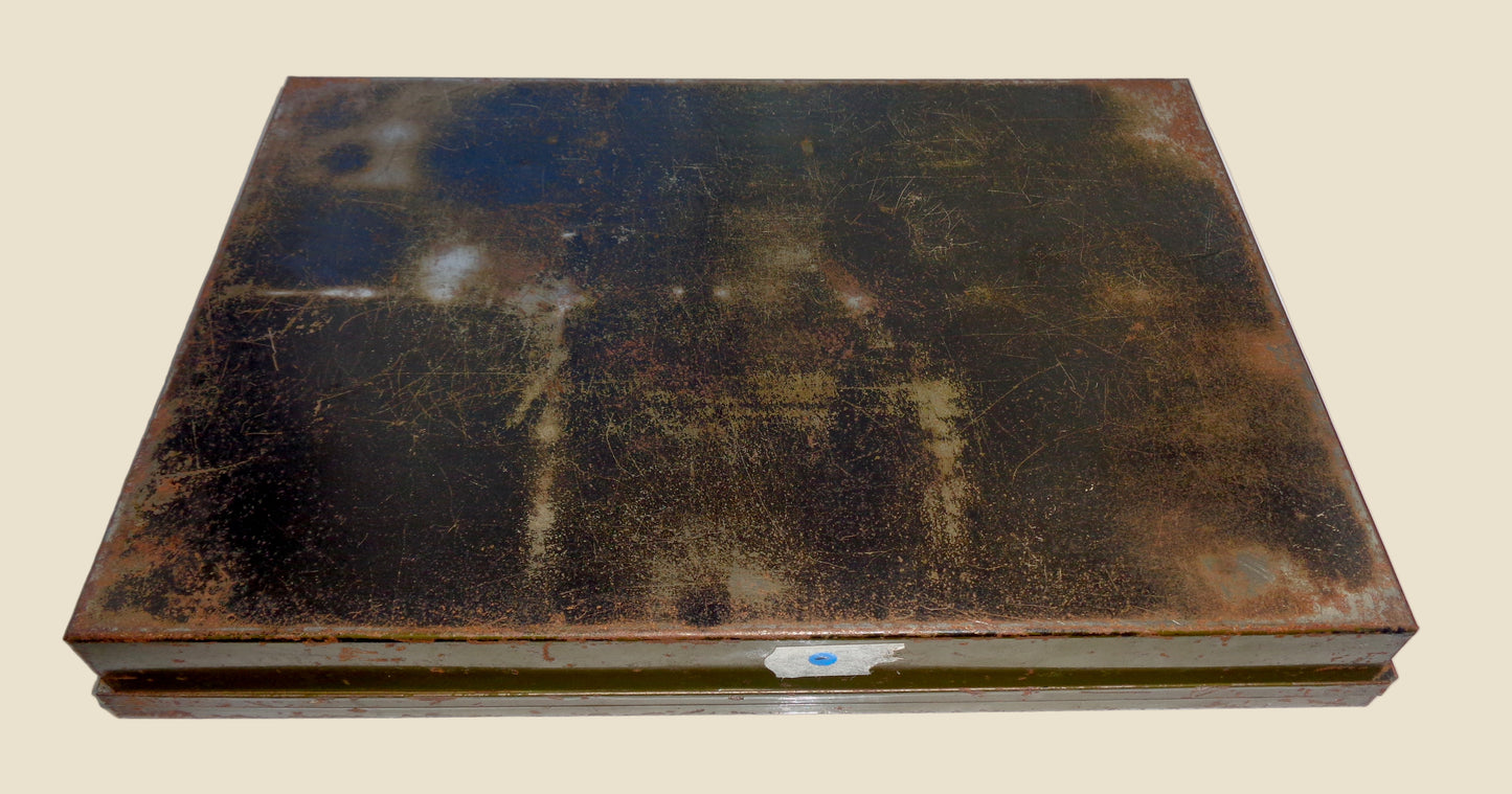 Vintage British Army Electrical Components / Hardware Spares Tin With Hinged Lid