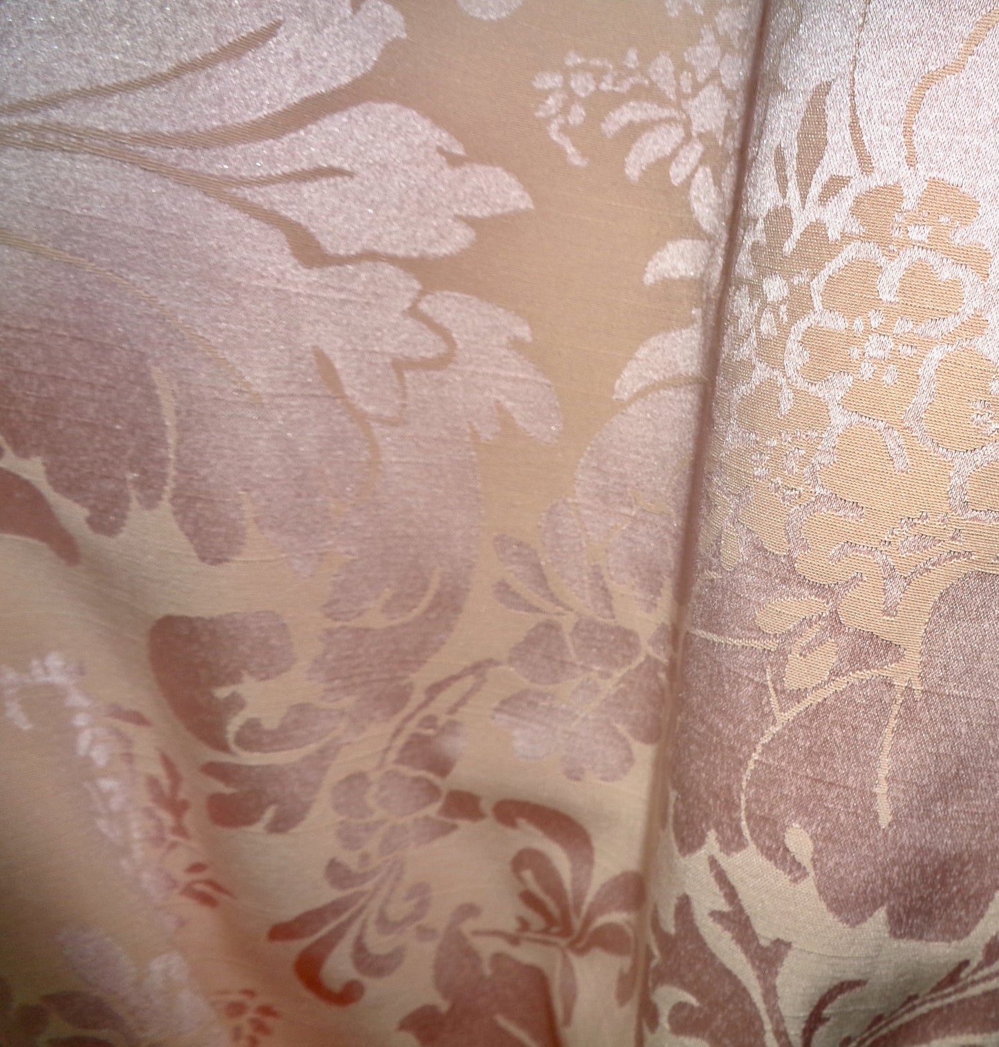 Preowned Sanderson Pink And Beige Pencil Pleat Jacquard Floral Curtains 90x72 Inch