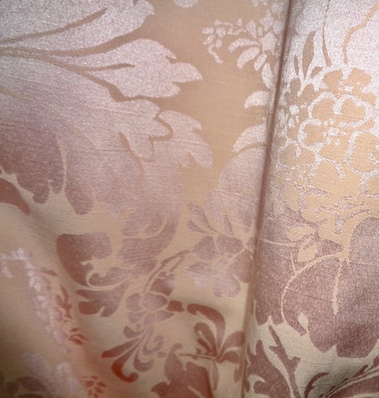 Preowned Sanderson Pink And Beige Pencil Pleat Jacquard Floral Curtains 90x72 Inch