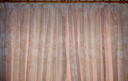 Preowned Sanderson Pink And Beige Pencil Pleat Jacquard Floral Curtains 90x72 Inch