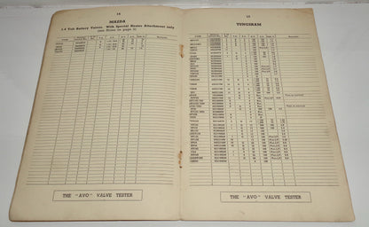 1940 AVO Valve Tester Instructions And Valve Data Charts Booklets