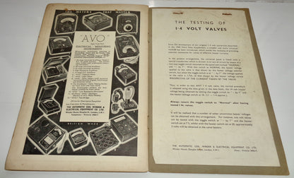 1940 AVO Valve Tester Instructions And Valve Data Charts Booklets