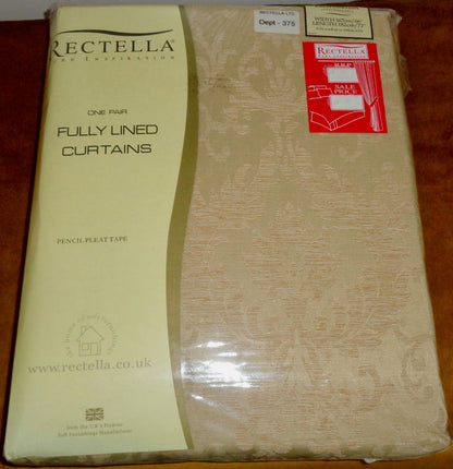 Vintage Rectella Florence Gold Pencil Pleat Jacquard Floral Curtains 66x72Inch. NOS