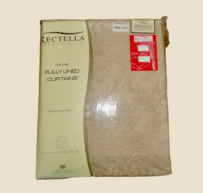 Vintage Rectella Florence Gold Pencil Pleat Jacquard Floral Curtains 66x72Inch. NOS