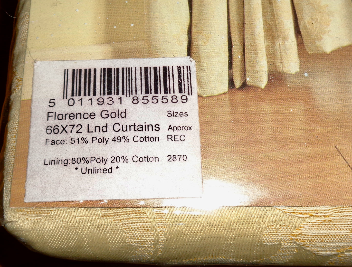 Vintage Rectella Florence Gold Pencil Pleat Jacquard Floral Curtains 66x72Inch. NOS