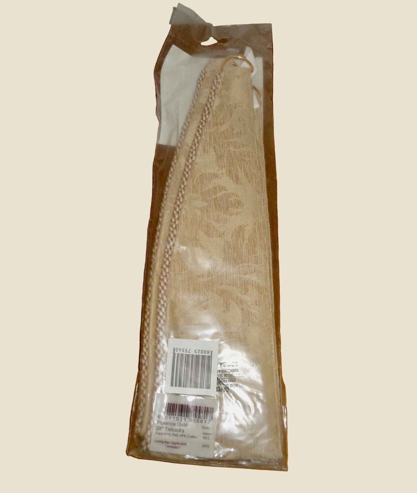 Vintage Rectella Florence Gold Jacquard Floral Tie Backs NOS