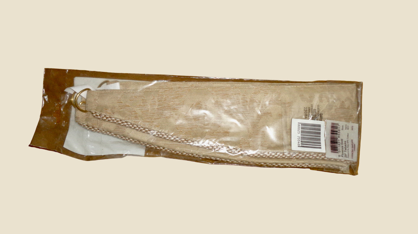 Vintage Rectella Florence Gold Jacquard Floral Tie Backs NOS