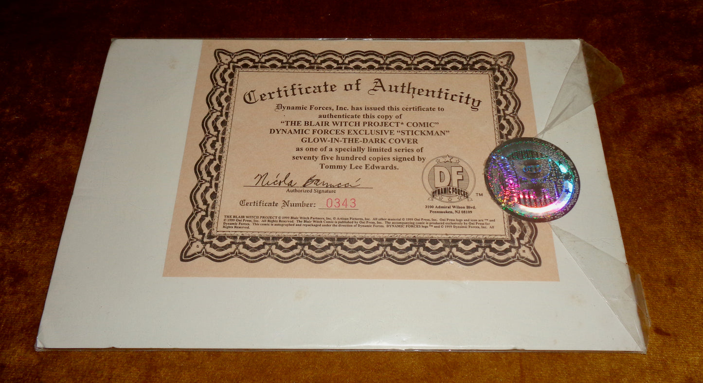 1999 Dynamic Forces The Blair Witch Project Stickman Limited Edition Comic Signed by Tommy Lee Edwards