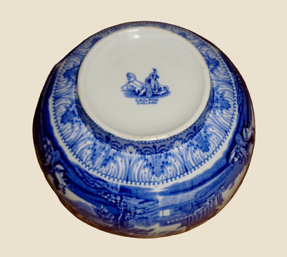 Vintage Cauldon Ware Triumphal Chariot Pottery 8 Inch Bowl With Blue And White Transfer Print