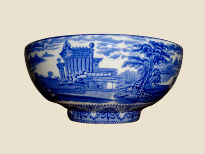 Vintage Cauldon Ware Triumphal Chariot Pottery 8 Inch Bowl With Blue And White Transfer Print