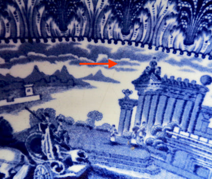 Vintage Cauldon Ware Triumphal Chariot Pottery 8 Inch Bowl With Blue And White Transfer Print