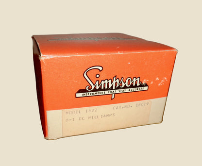 Vintage Simpson Edgewise Analogue Panel Meter Scale 0-1 DC Milliamps Model 1622