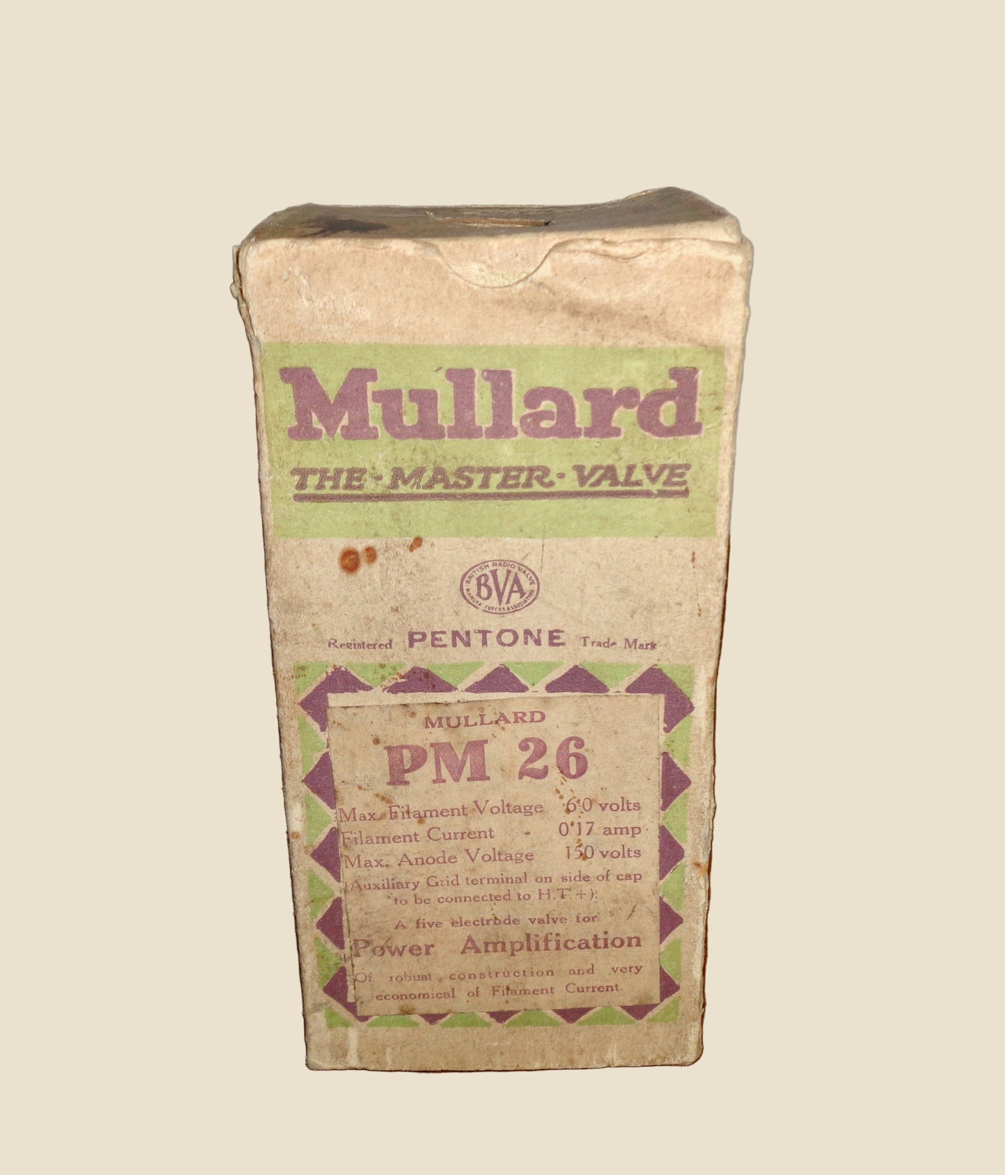 1920s Mullard PM26 Radio Pentone Valve In Its Original Box