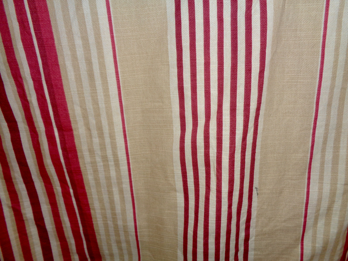 Preowned Laura Ashley Red / Beige / White Striped Pencil Pleat Curtains 87x80 Inch