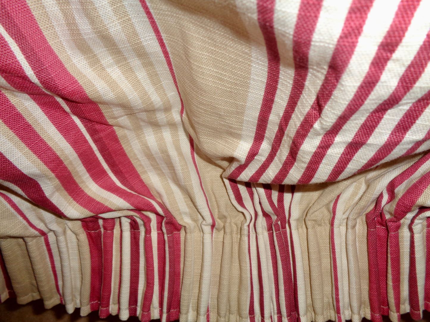 Preowned Laura Ashley Red / Beige / White Striped Pencil Pleat Curtains 87x80 Inch