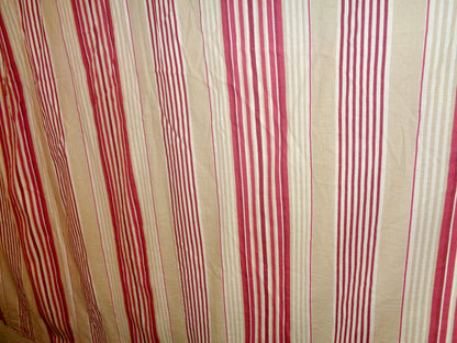 Preowned Laura Ashley Red / Beige / White Striped Pencil Pleat Curtains 87x80 Inch