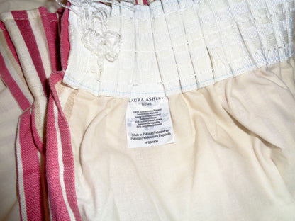 Preowned Laura Ashley Red / Beige / White Striped Pencil Pleat Curtains 87x80 Inch