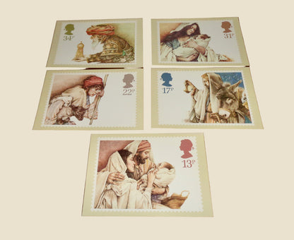 Set of Five PHQ 80 Postcards Of Christmas 1984 Stamps Designed by Yvonne Gilbert