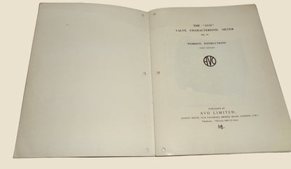 1960s AVO Valve Characteristic Meter Mark IV Instruction Manual