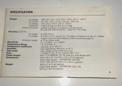 Avometer 1001 Multimeter With Probes In Working Condition
