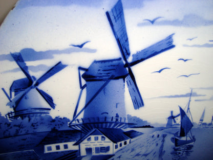 Vintage Delftware 12 Inch Wall Plate With Windmill Scene
