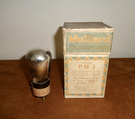1920s Mullard PM3 Radio Triode Valve In Its Original Box