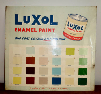 1960s Luxol Enamel Paint Advertising Sign / Paint Colour Chart