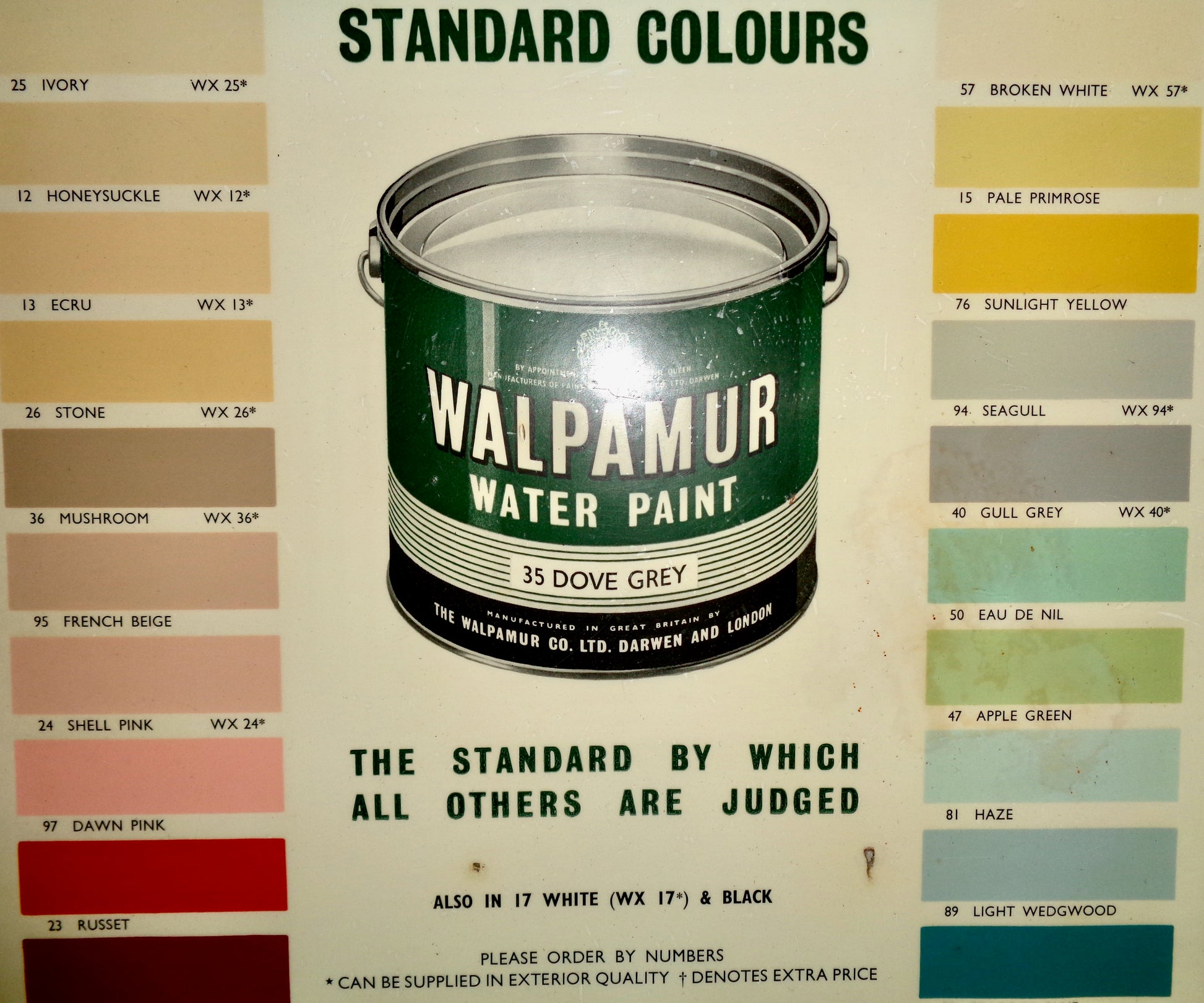 1950s Walpamur Water Paint Advertising Sign / Paint Colour Chart